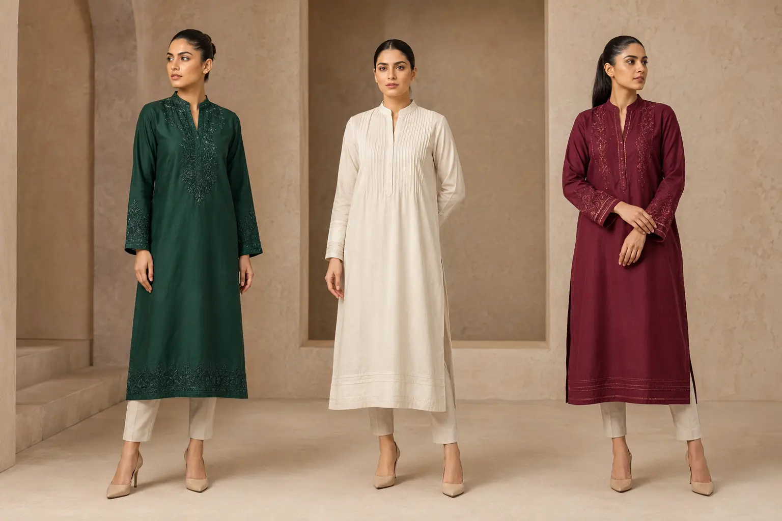 Model wearing Rumi lawn two-piece