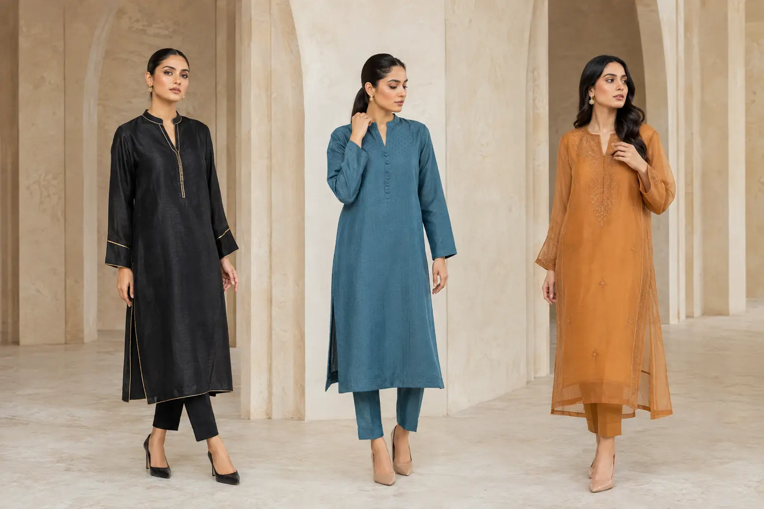 Model wearing Nilofer shalwar kameez